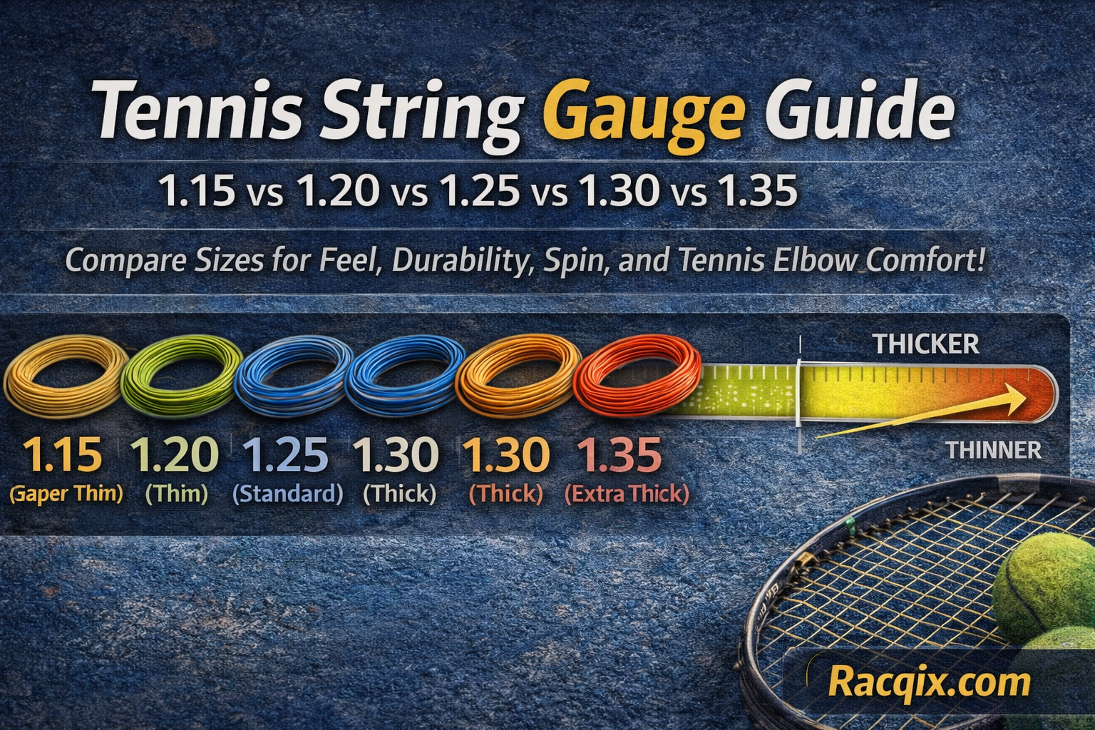 Tennis String Gauge Guide: 1.15 vs 1.20 vs 1.25 vs 1.30 vs 1.35 | Racqix